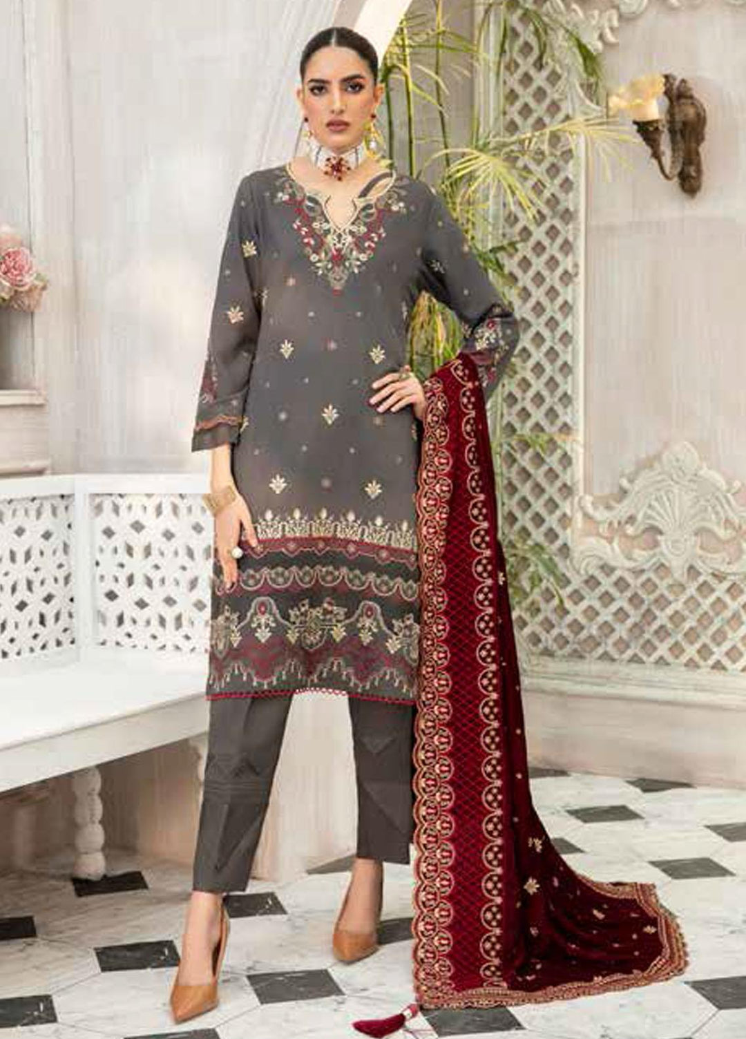 Jaan e Adaa By Banafsheh Embroidered Marina Suits Unstitched 3 Piece BF21JA BNV-08 - Winter Collection