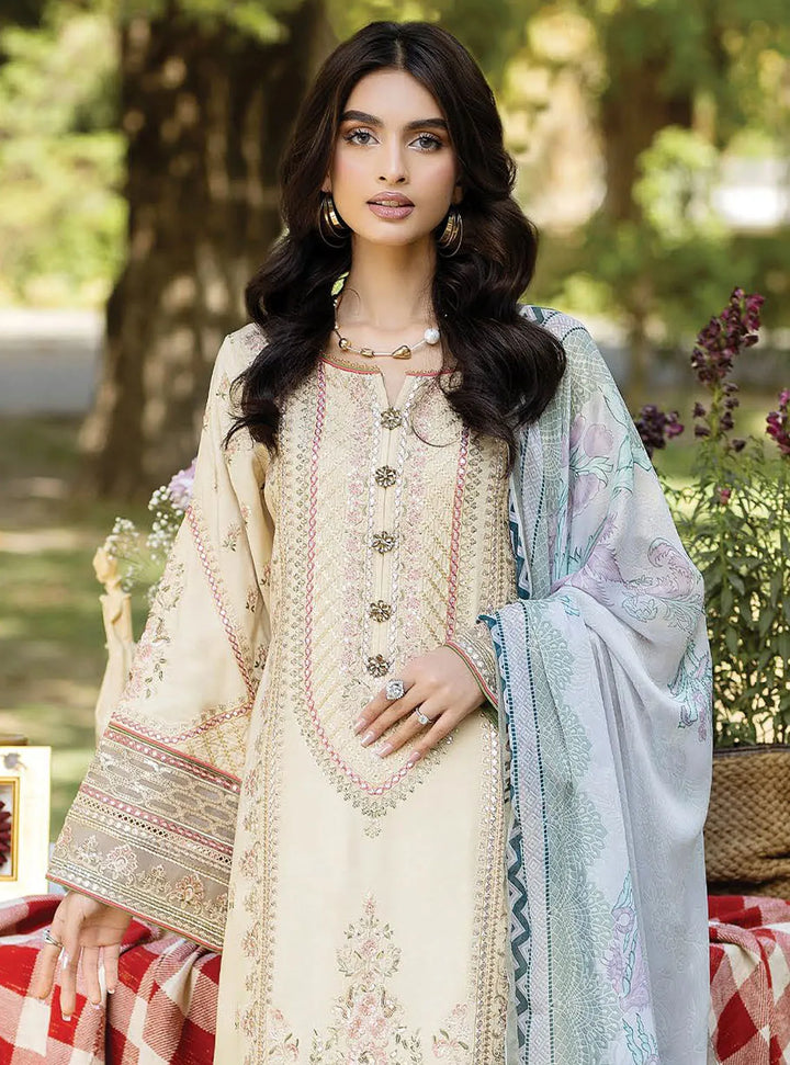 Jaan-E-Adaa By Imrozia Premium Embroidered Lawn Suit Unstitched 3 Piece IMP24J IPL-01 Manan - Summer Collection