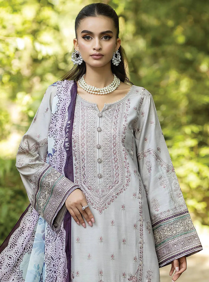 Jaan-E-Adaa By Imrozia Premium Embroidered Lawn Suit Unstitched 3 Piece IMP24J IPL-08 Nawazish - Summer Collection