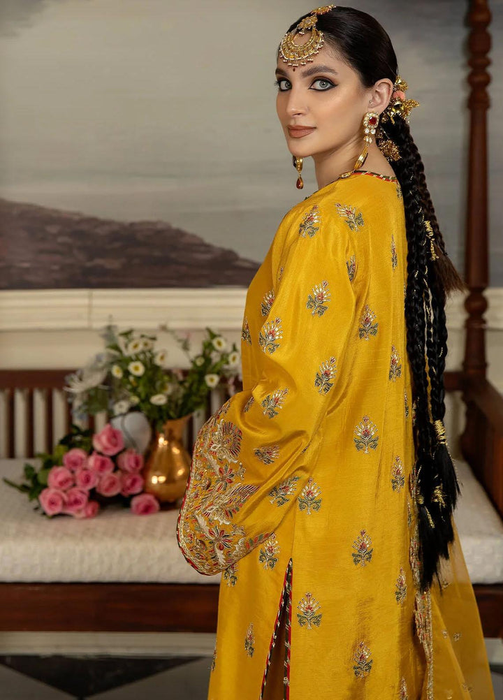 Jahaan Ara By Serene Premium Embroidered Raw Silk Suits Unstitched 3 Piece SP23JA SRS-04 Noor Ul Sabah - Luxury Collection