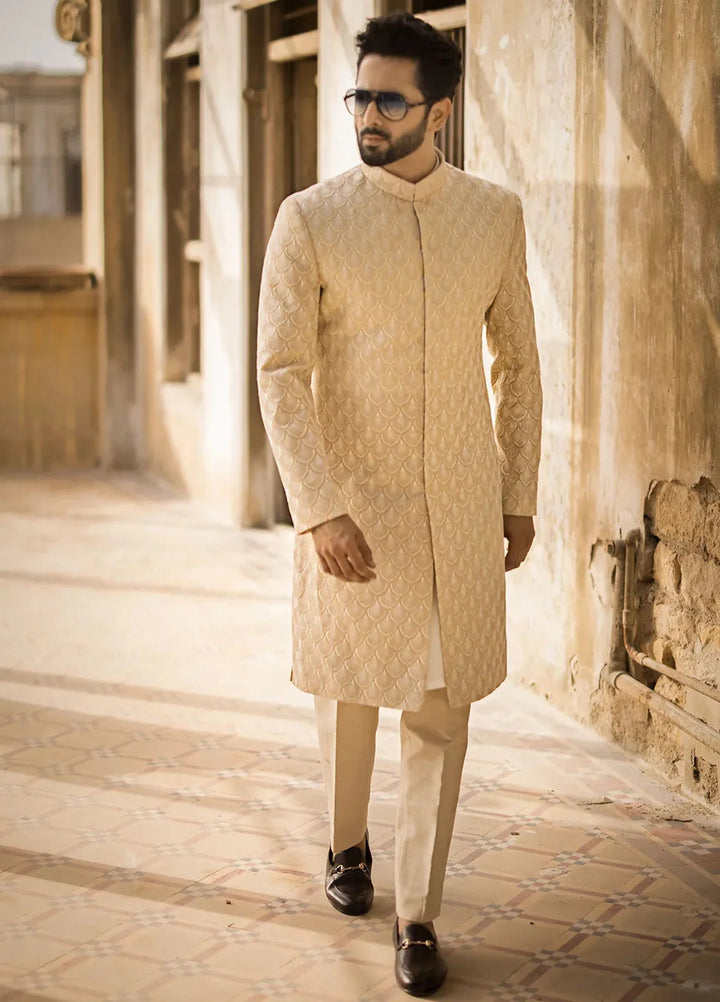 Jahan By Erum Khan Embroidered Men Organza Suit Unstitched 3 Piece EK24JV2 Mirza - Formals Collection