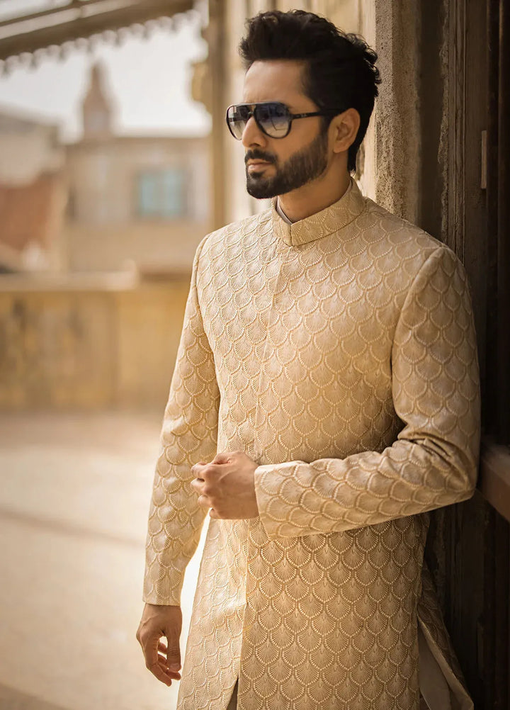 Jahan By Erum Khan Embroidered Men Organza Suit Unstitched 3 Piece EK24JV2 Mirza - Formals Collection