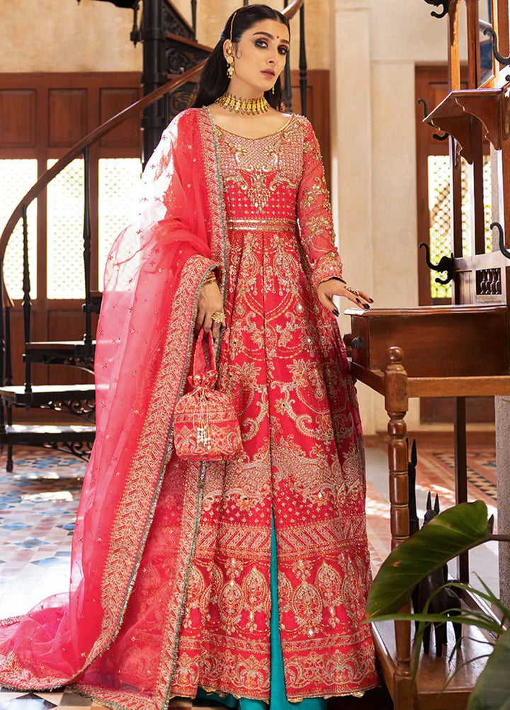 Jahan By Erum Khan Embroidered Organza Suit Unstitched 4 Piece Suit EK24JV1 Gulabo - Formals Collection