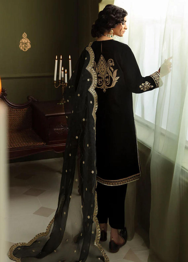 JahanAra By Baroque Embroidered Velvet Suits Unstitched 3 Piece BQ23JA UF-462 - Luxury Collection