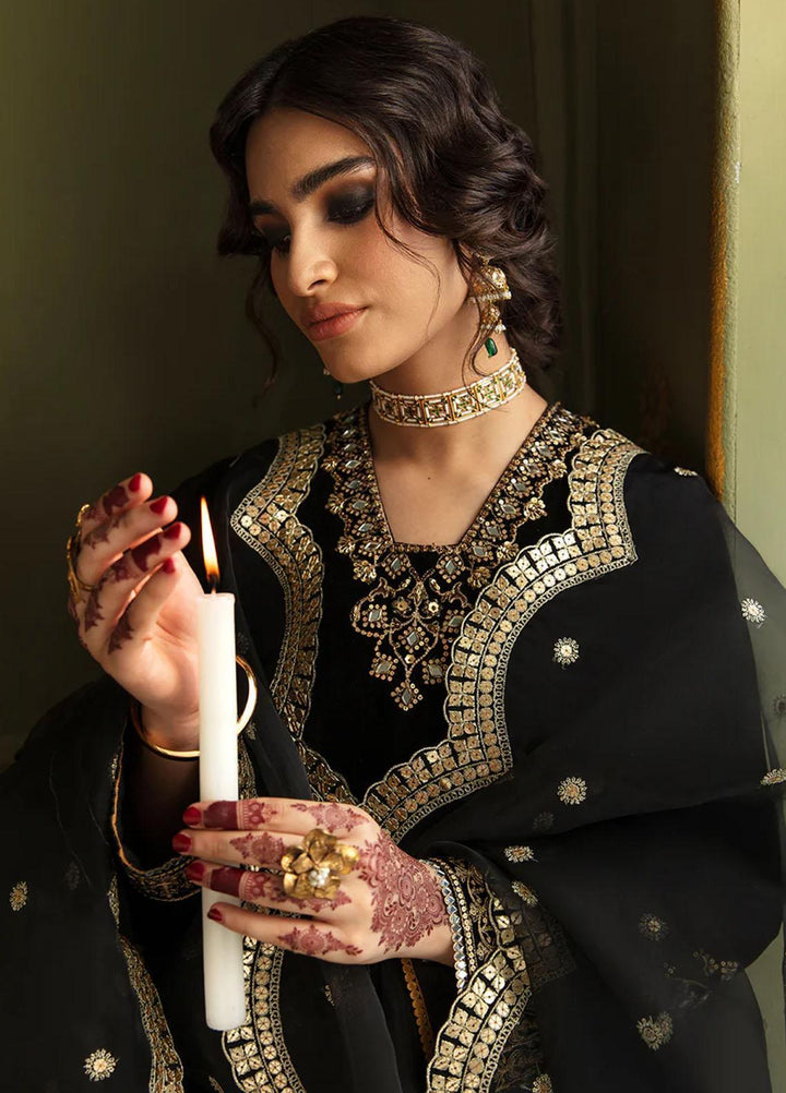 JahanAra By Baroque Embroidered Velvet Suits Unstitched 3 Piece BQ23JA UF-462 - Luxury Collection