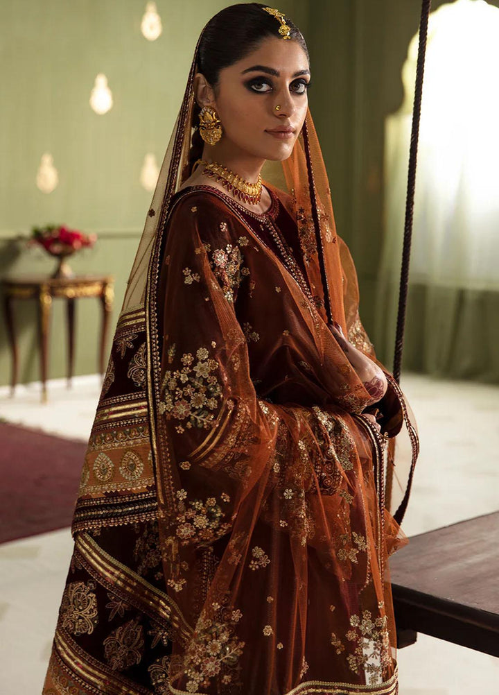 JahanAra By Baroque Embroidered Velvet Suits Unstitched 3 Piece BQ23JA UF-466 - Luxury Collection