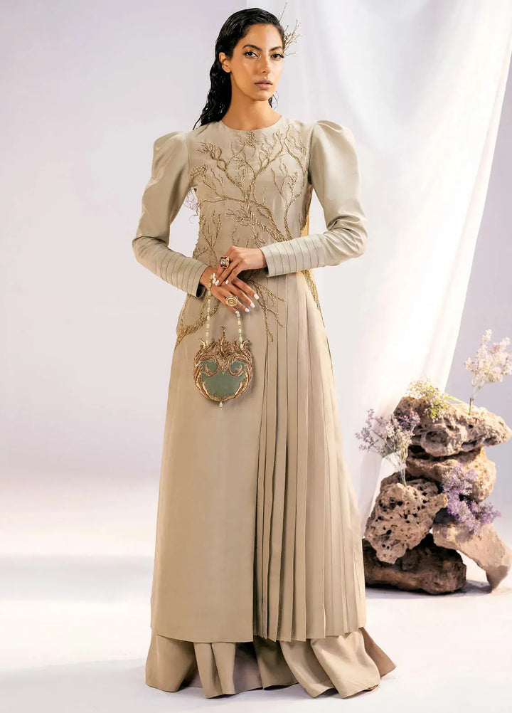 Jamnii Pret Embroidered Russian Silk 2 Piece Suit Jade Elegance