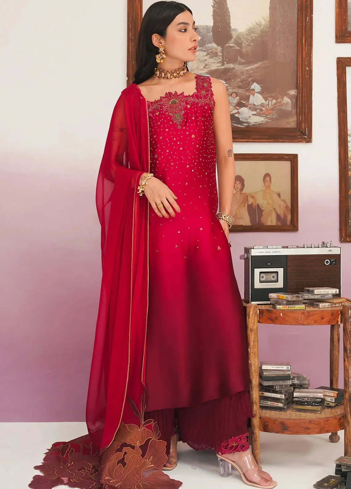 Jamnii Pret Embroidered Organza 3 Piece Suit Rimel