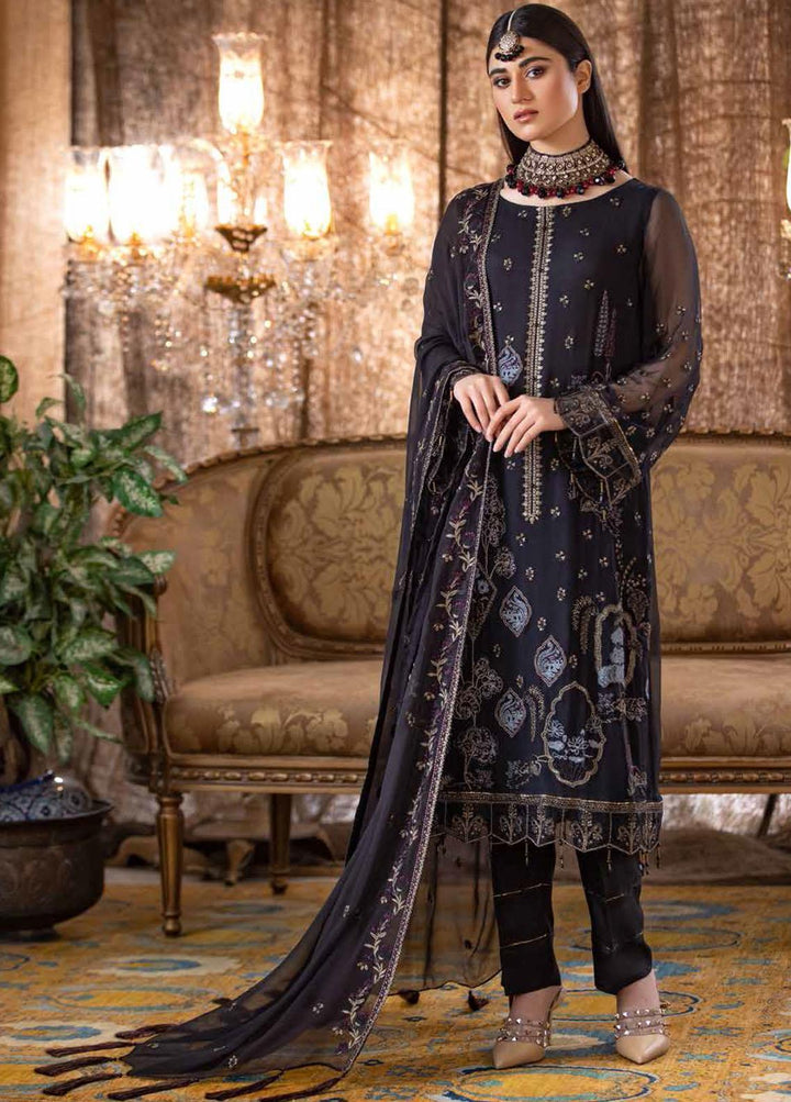 Jannan by Riaz Arts Embroidered Chiffon Suits Unstitched 3 Piece RA21J JF-03 - Luxury Collection