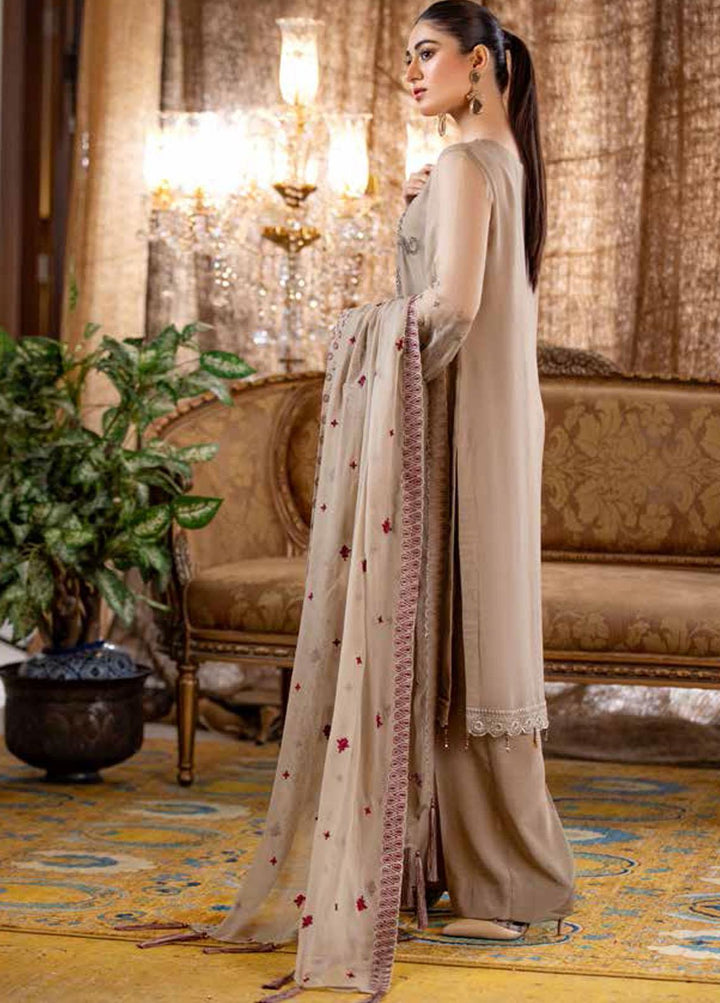 Jannan by Riaz Arts Embroidered Chiffon Suits Unstitched 3 Piece RA21J JF-08 - Luxury Collection