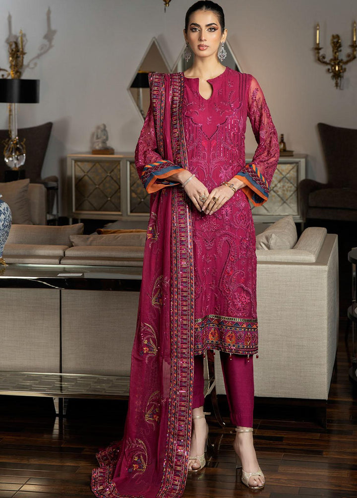 Jannan By Riaz Arts Embroidered Chiffon Suits Unstitched 3 Piece RA23WD JL-33 - Wedding Collection