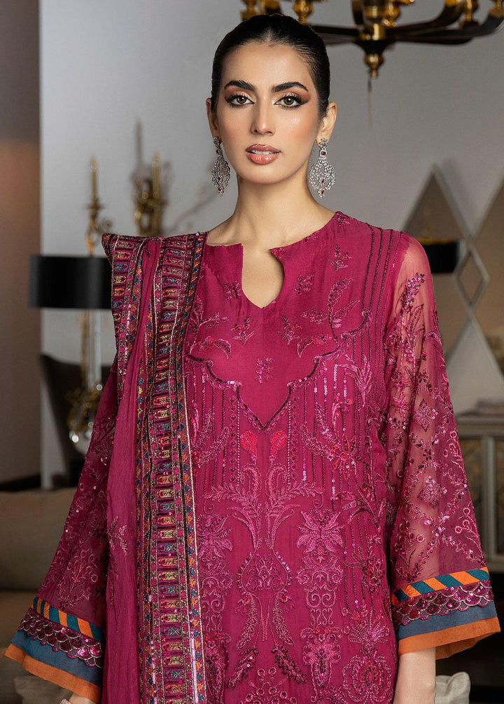 Jannan By Riaz Arts Embroidered Chiffon Suits Unstitched 3 Piece RA23WD JL-33 - Wedding Collection