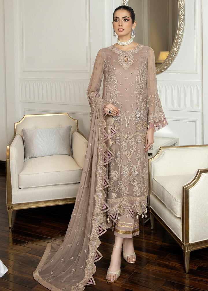 Jannan By Riaz Arts Embroidered Chiffon Suits Unstitched 3 Piece RA23WD JL-34 - Wedding Collection