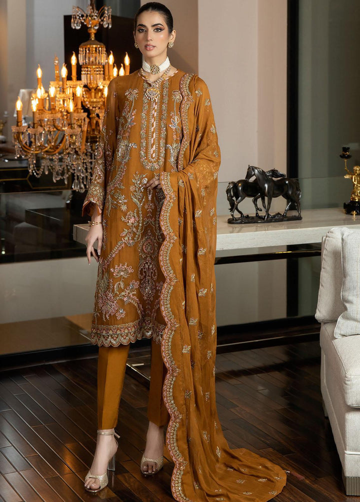 Jannan By Riaz Arts Embroidered Chiffon Suits Unstitched 3 Piece RA23WD JL-38 - Wedding Collection