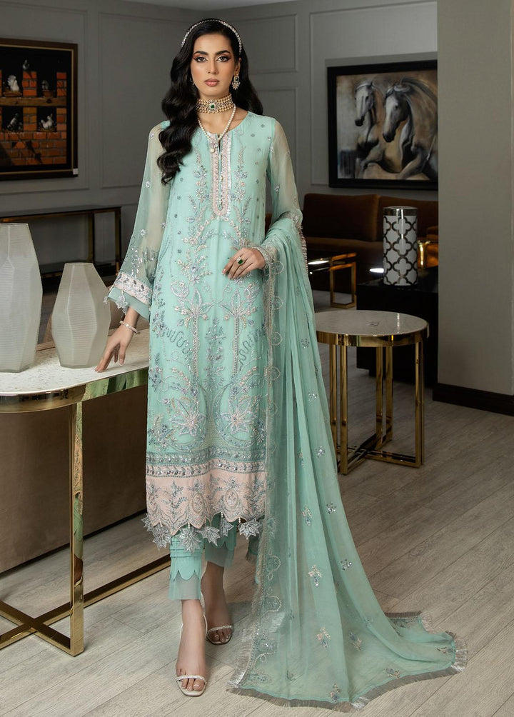 Jannan By Riaz Arts Embroidered Chiffon Suits Unstitched 3 Piece RA23WD JL-39 - Wedding Collection