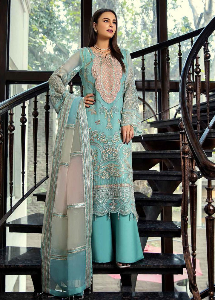 Jannan by Riaz Arts Embroidered Chiffon Suits Unstitched 3 Piece RA22J JL-05 - Luxury Collection