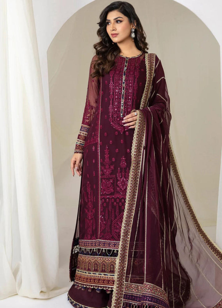 Jazmin Embroidered Chiffon Suits Unstitched 3 Piece JZ23OE Plumeria - Formal Collection