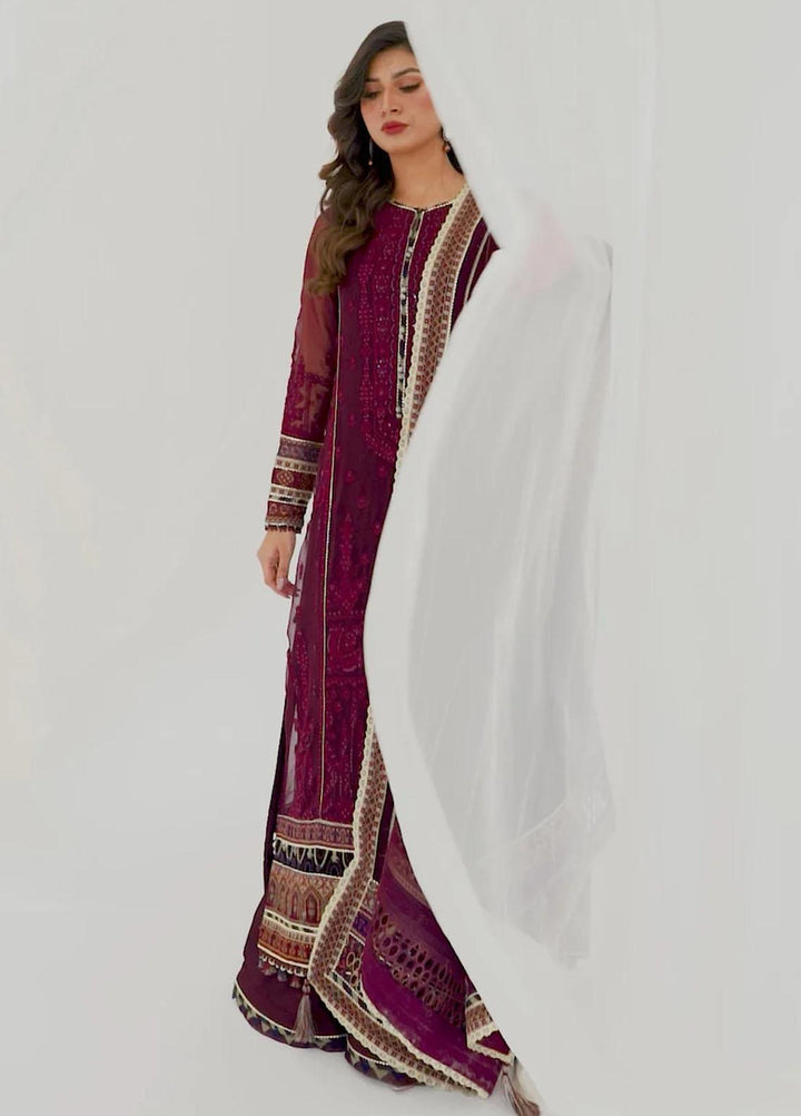 Jazmin Embroidered Chiffon Suits Unstitched 3 Piece JZ23OE Plumeria - Formal Collection
