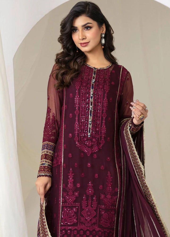 Jazmin Embroidered Chiffon Suits Unstitched 3 Piece JZ23OE Plumeria - Formal Collection