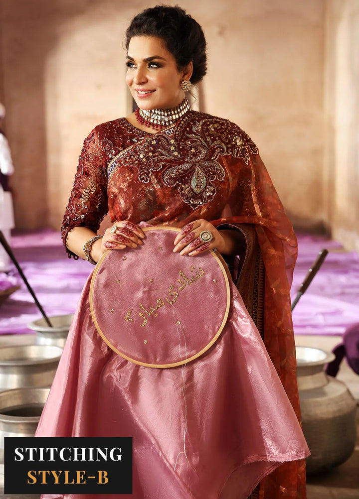 Jhoomro By Nureh Embroidered Organza Suit Unstitched 4 Piece NU24J NL-71 Gehna - Formal Collection