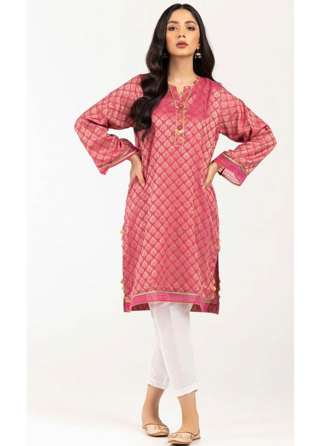 Gul Ahmed Luxury Pret Printed Jacquard Kurties GA21K WGK-JQS-DY-579