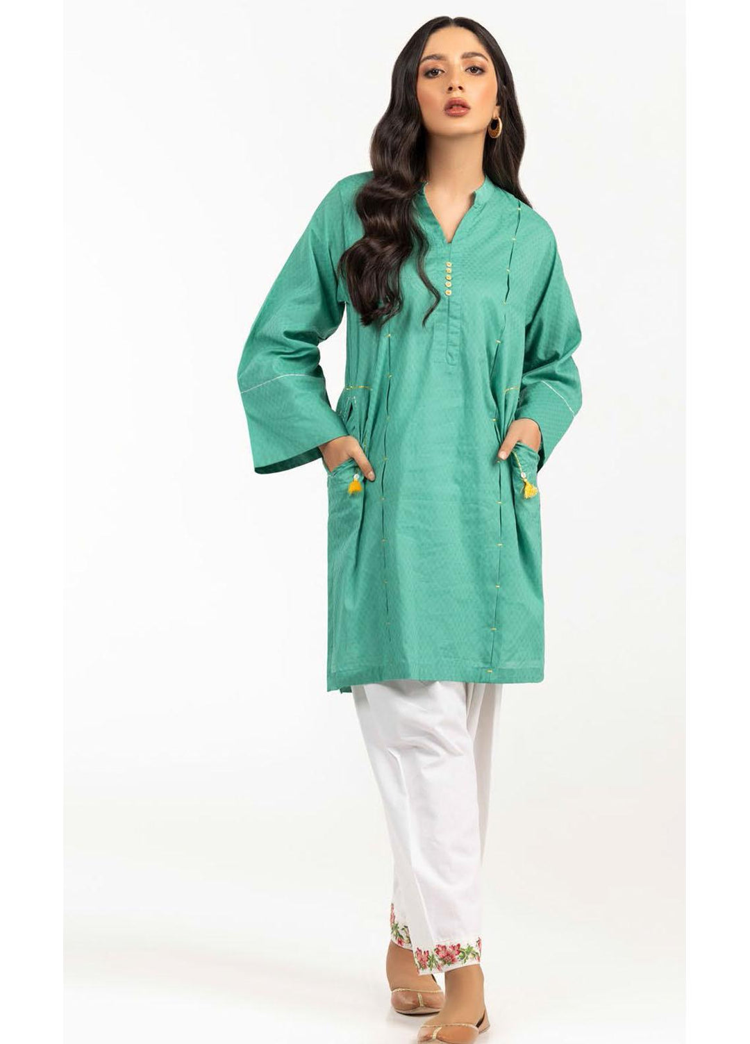 Gul Ahmed Luxury Pret Printed Jacquard Kurties GA21K WGK-JQS-DY-689