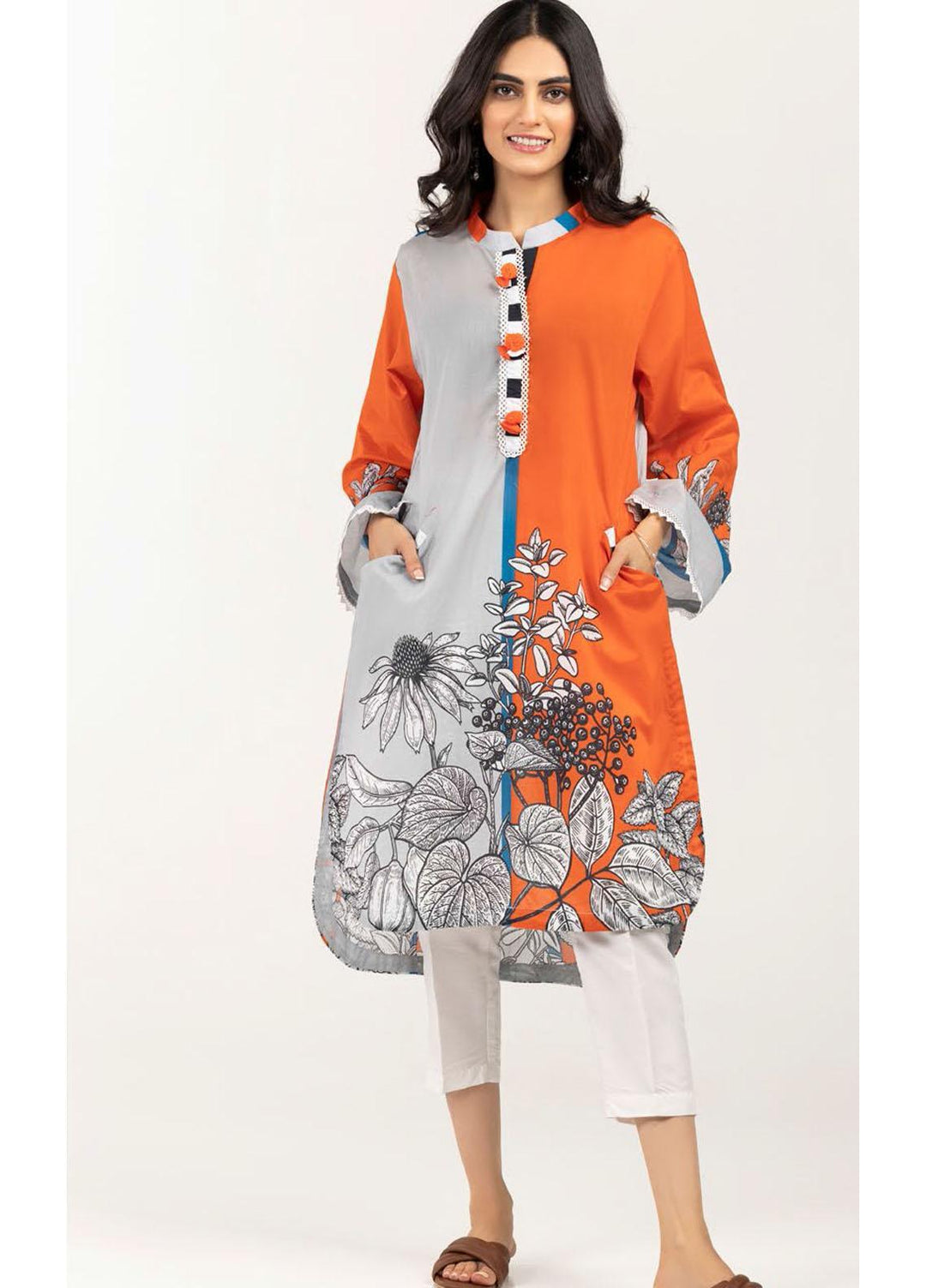 Gul Ahmed Luxury Pret Embroidered Lawn Kurties GA21K WGK-LWS-DP-433