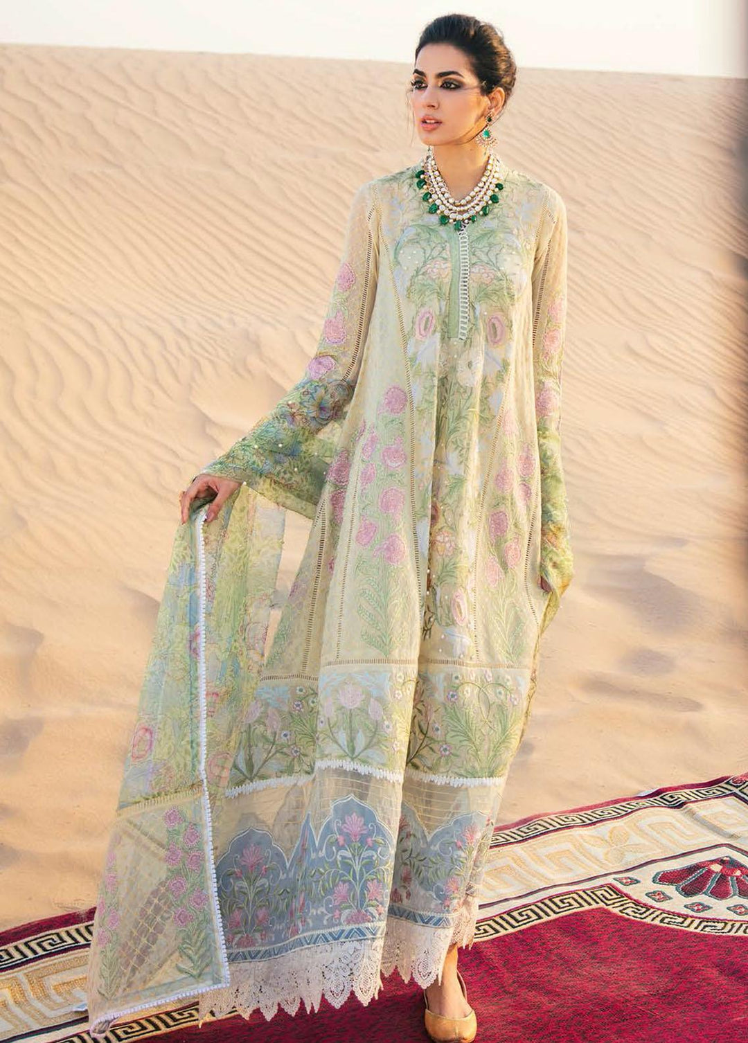 Kahani by Mushq Embroidered Cotton Net Suits Unstitched 3 Piece MQ22K MLF22 02 - Luxury Collection