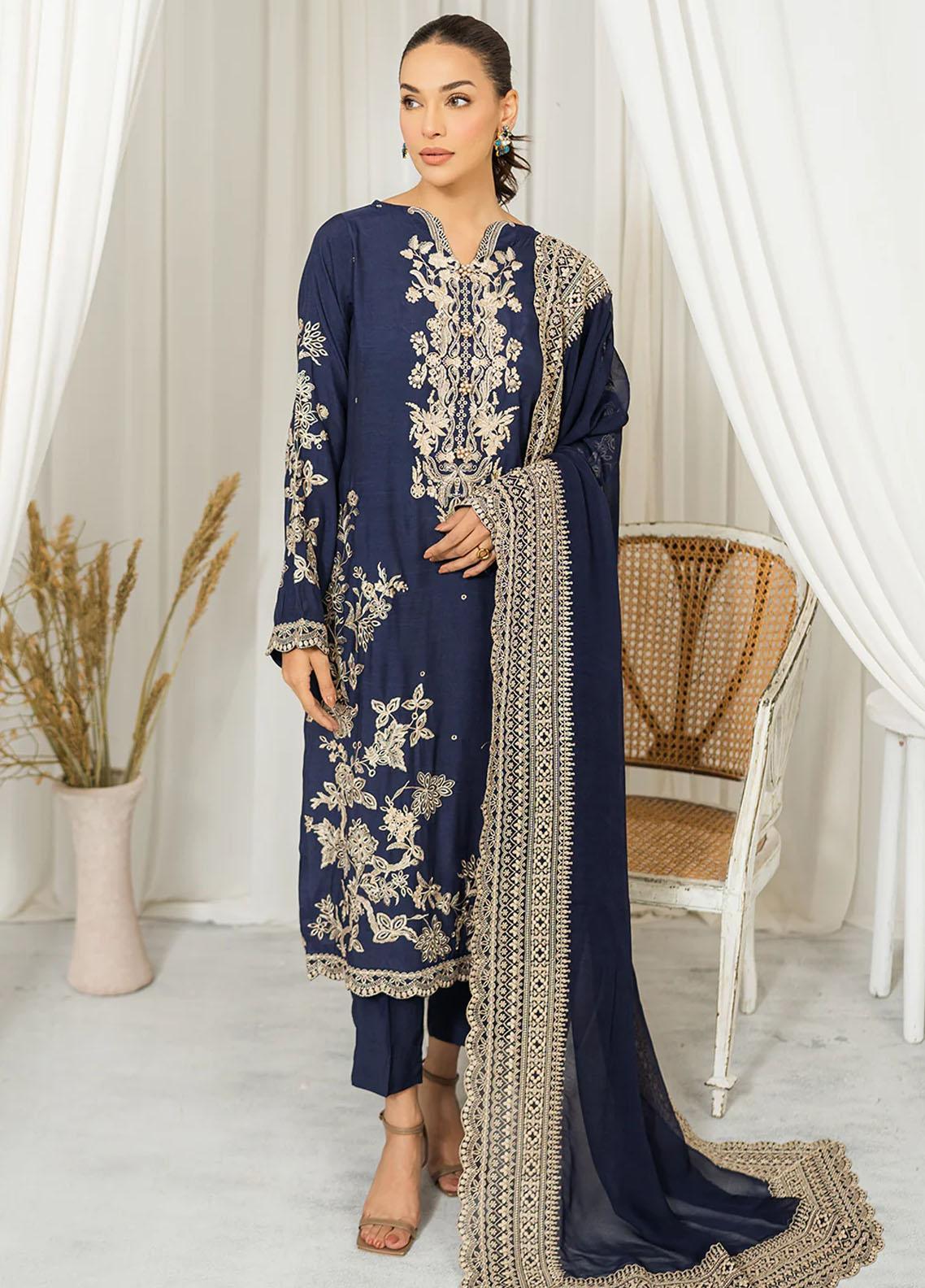 Zahara By Muraad Embroidered Organza Suits Unstitched 3 Piece MU22Z Z-007 Marigold - Luxury Collection