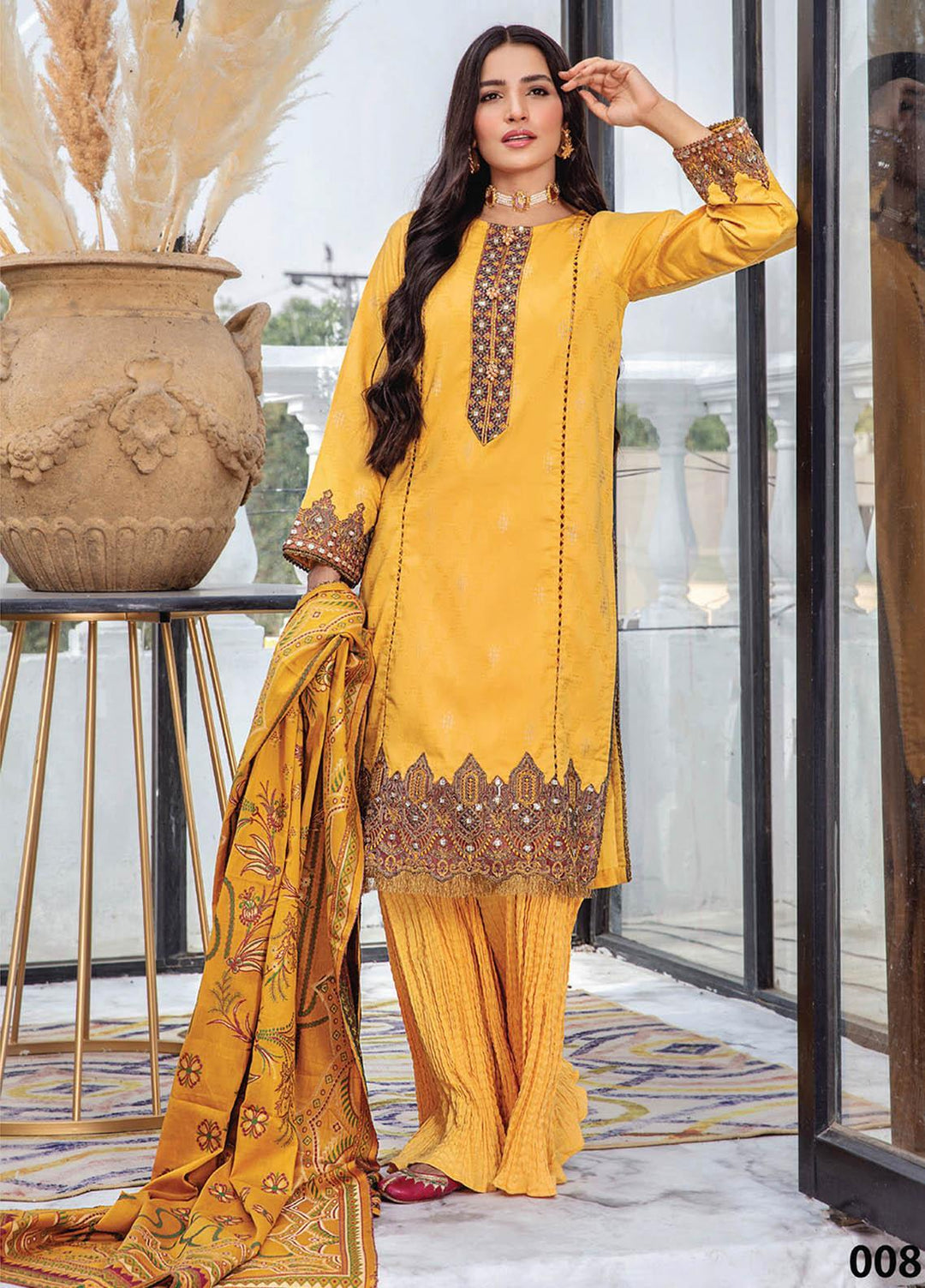 Kalam By Humdum Jacquard Lawn Suits Unstitched 3 Piece HD23K D-8 - Summer Collection