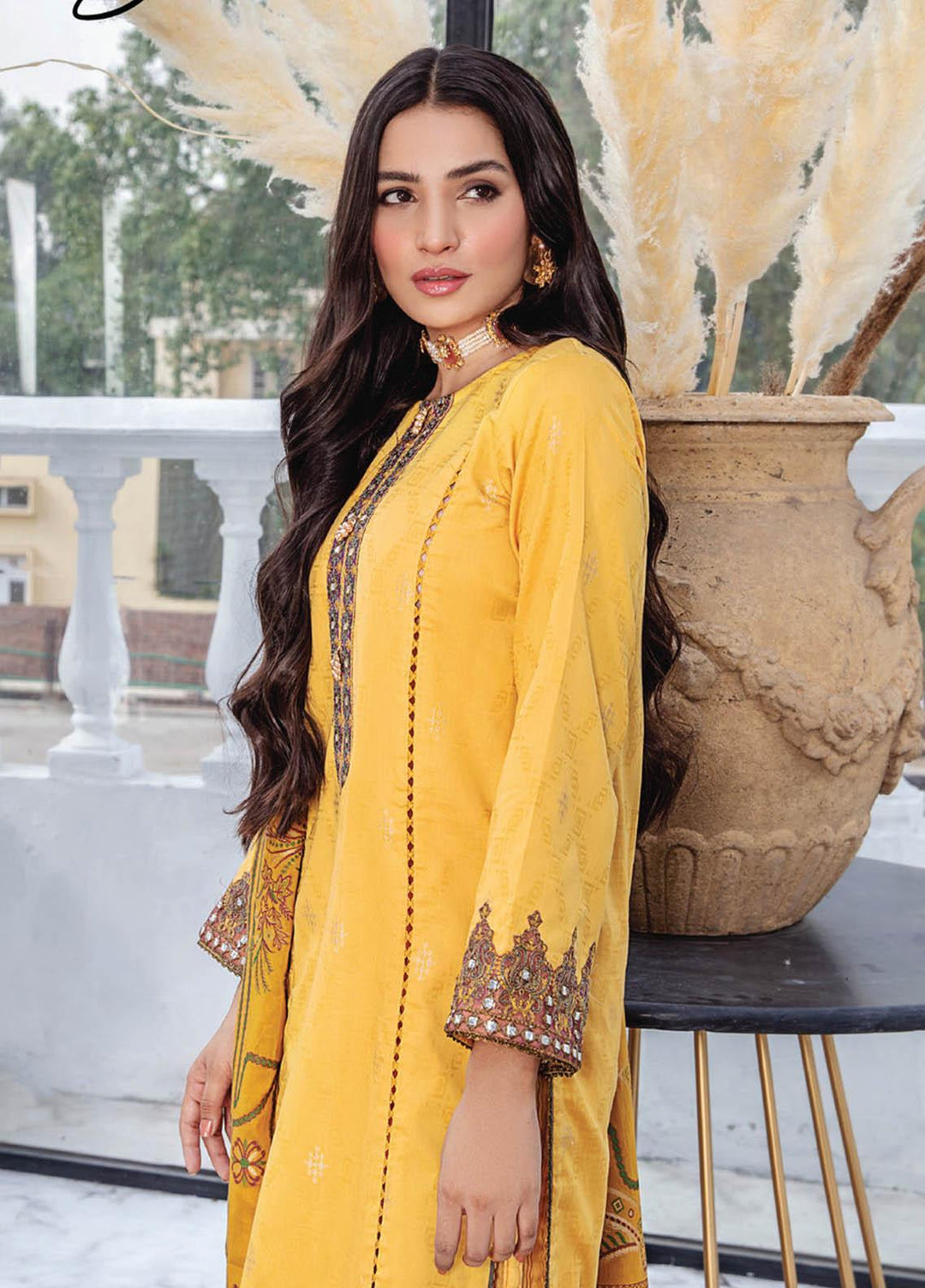 Kalam By Humdum Jacquard Lawn Suits Unstitched 3 Piece HD23K D-8 - Summer Collection