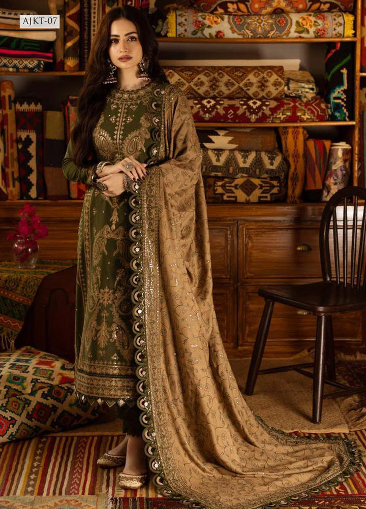 Kashmiri Taanka By Asim Jofa Embroidered Slub Suits Unstitched 3 Piece AJ23KT AJKT-07 - Winter Collection