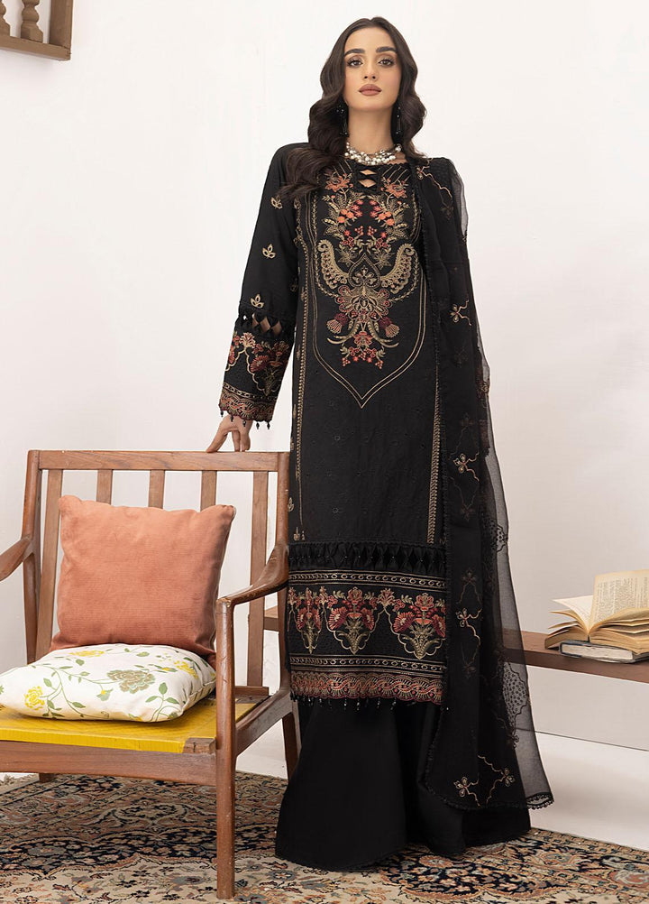 Kastoori By Awwal Embroidered Viscose Suits Unstitched 3 Piece AW23K-2 D-03 Noir - Winter Collection