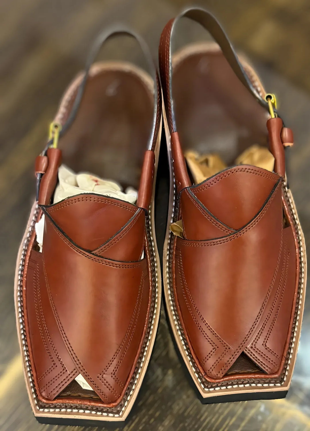 Khans Wear Peshawari Chappal Mens Kaptaan Brown
