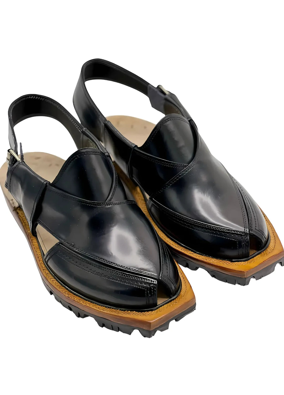 Khans Wear Peshawari Chappal Mens Norozi Black