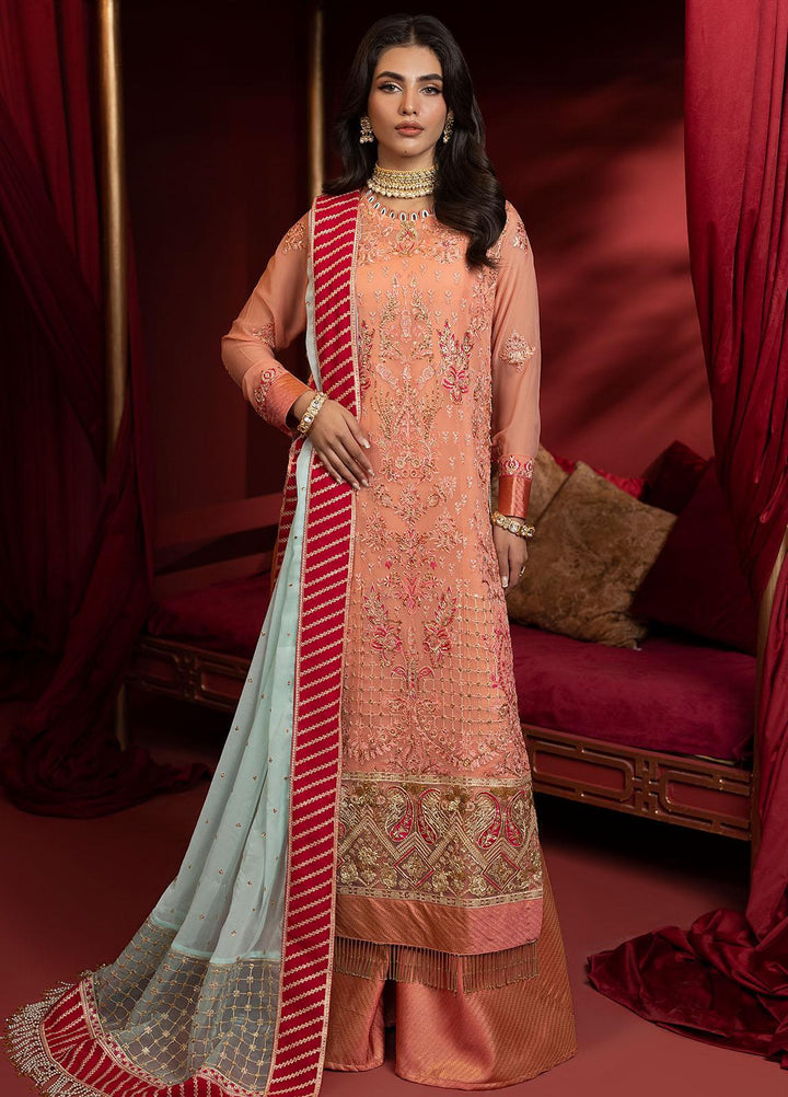 Khawab Deeda By Sahane Embroidered Chiffon Suits Unstitched 4 Piece SNE23KD KD-1102 Azalea - Formal Collection
