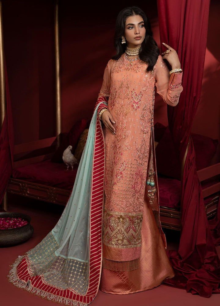 Khawab Deeda By Sahane Embroidered Chiffon Suits Unstitched 4 Piece SNE23KD KD-1102 Azalea - Formal Collection