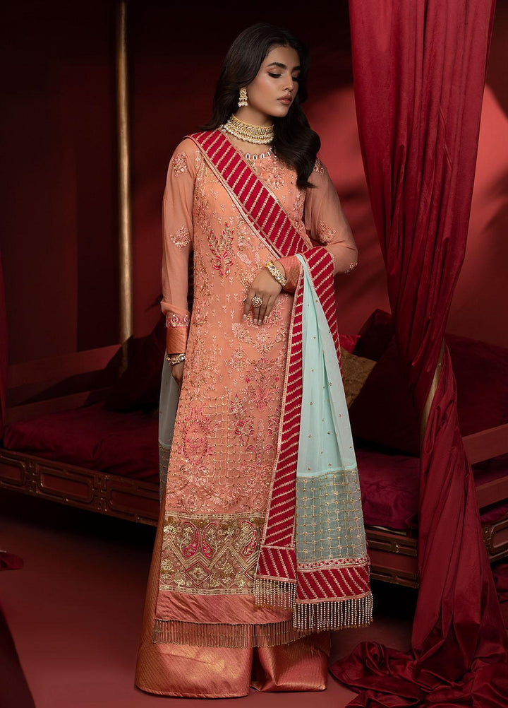 Khawab Deeda By Sahane Embroidered Chiffon Suits Unstitched 4 Piece SNE23KD KD-1102 Azalea - Formal Collection