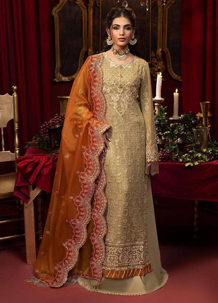 Khawab Deeda By Sahane Embroidered Chiffon Suits Unstitched 4 Piece SNE23KD KD-1104 Sage - Formal Collection