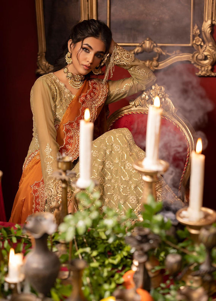 Khawab Deeda By Sahane Embroidered Chiffon Suits Unstitched 4 Piece SNE23KD KD-1104 Sage - Formal Collection