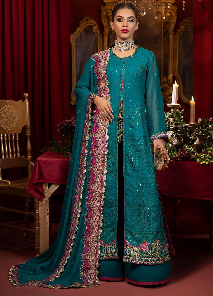 Khawab Deeda By Sahane Embroidered Chiffon Suits Unstitched 4 Piece SNE23KD KD-1108 Jewel - Formal Collection