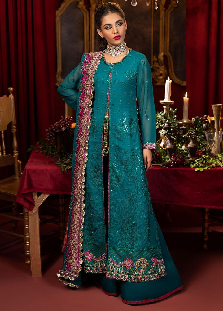 Khawab Deeda By Sahane Embroidered Chiffon Suits Unstitched 4 Piece SNE23KD KD-1108 Jewel - Formal Collection