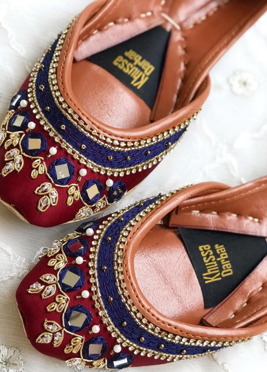 Khussa Darbar Festive Style   Khussa Aaina (Maroon)