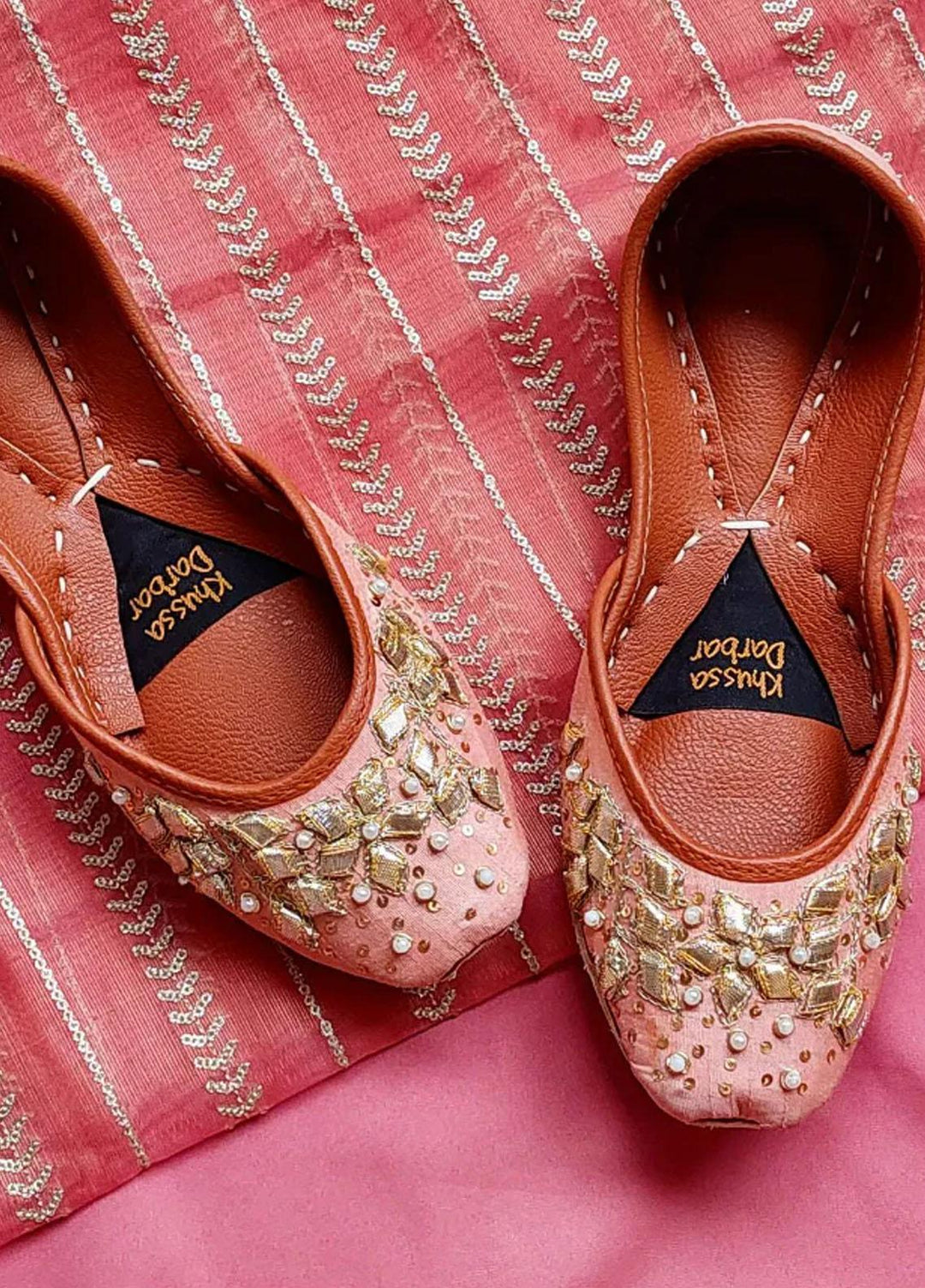 Khussa Darbar Festive Style   Khussa Gota Patti (Baby Pink)