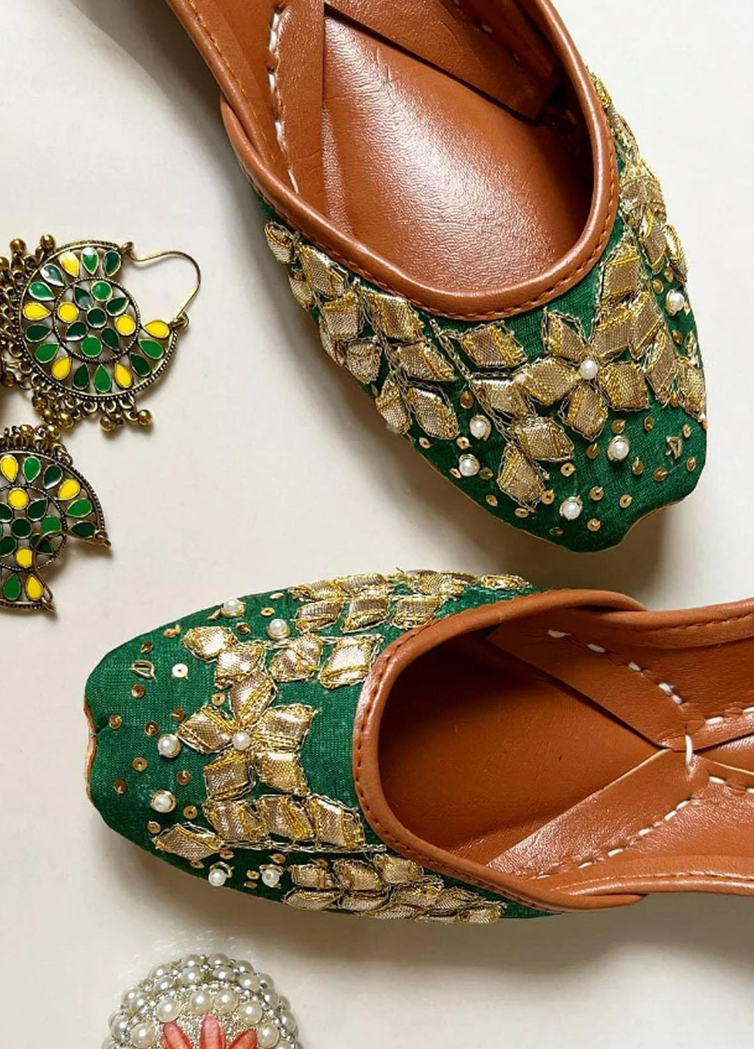 Khussa Darbar Festive Style   Khussa Gota Patti (Dark Green)