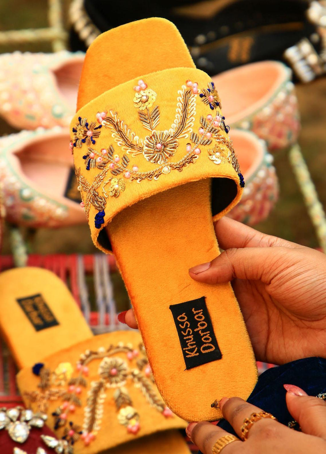 Khussa Darbar Festive Style Velvet Khussa Moti Choor