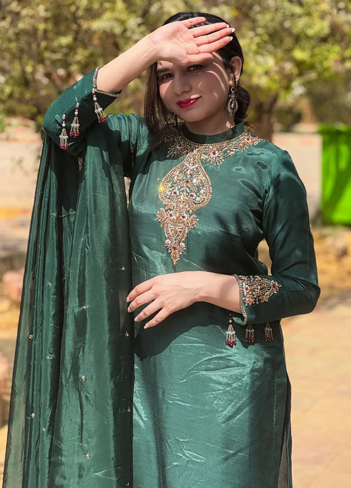 Khuwab by Kazma Pret Embroidered Chinese Silk 3 Piece Suit Heer