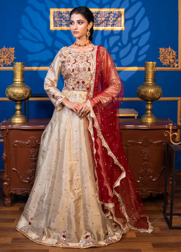 Khuwab by Kazma Pret Embroidered Lama Tissue 3 Piece Suit Aurum