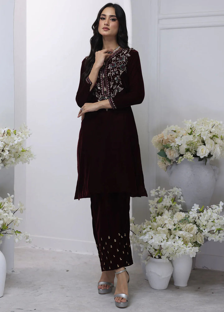 Khuwab by Kazma Pret Embroidered Velvet 2 Piece Suit Noor-E-Fleurs