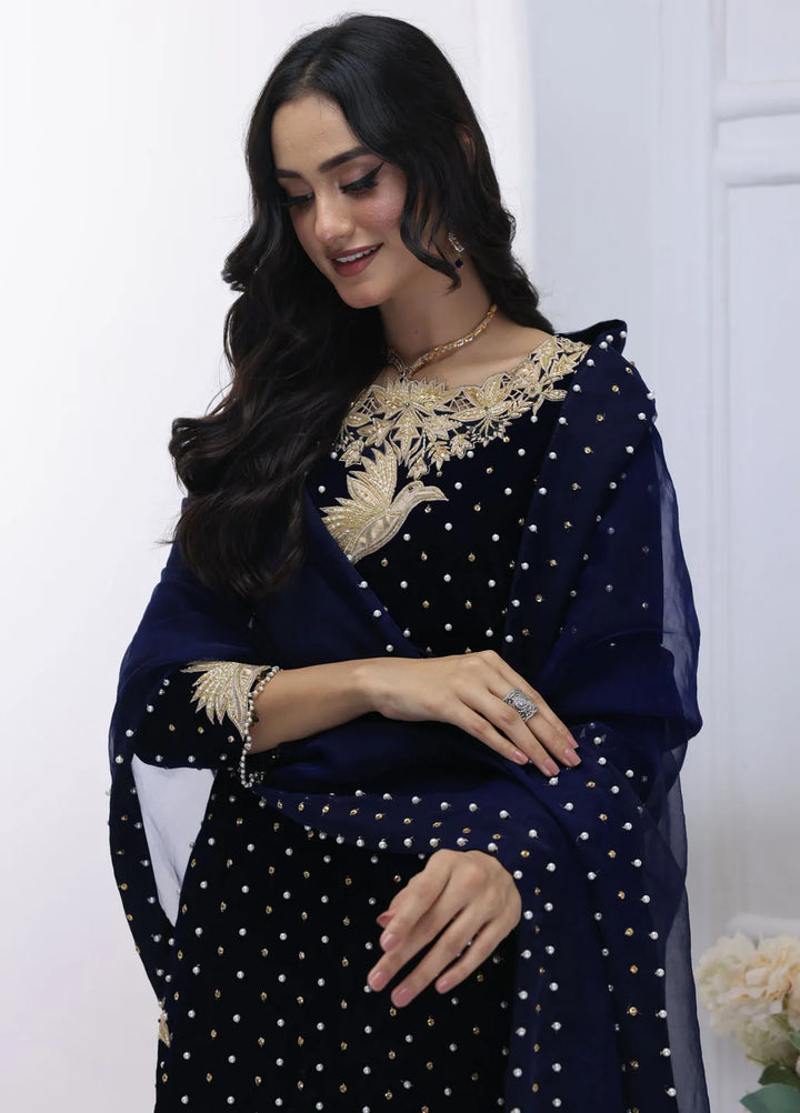 Khuwab by Kazma Pret Embroidered Velvet 3 Piece Suit Velvet Starlight